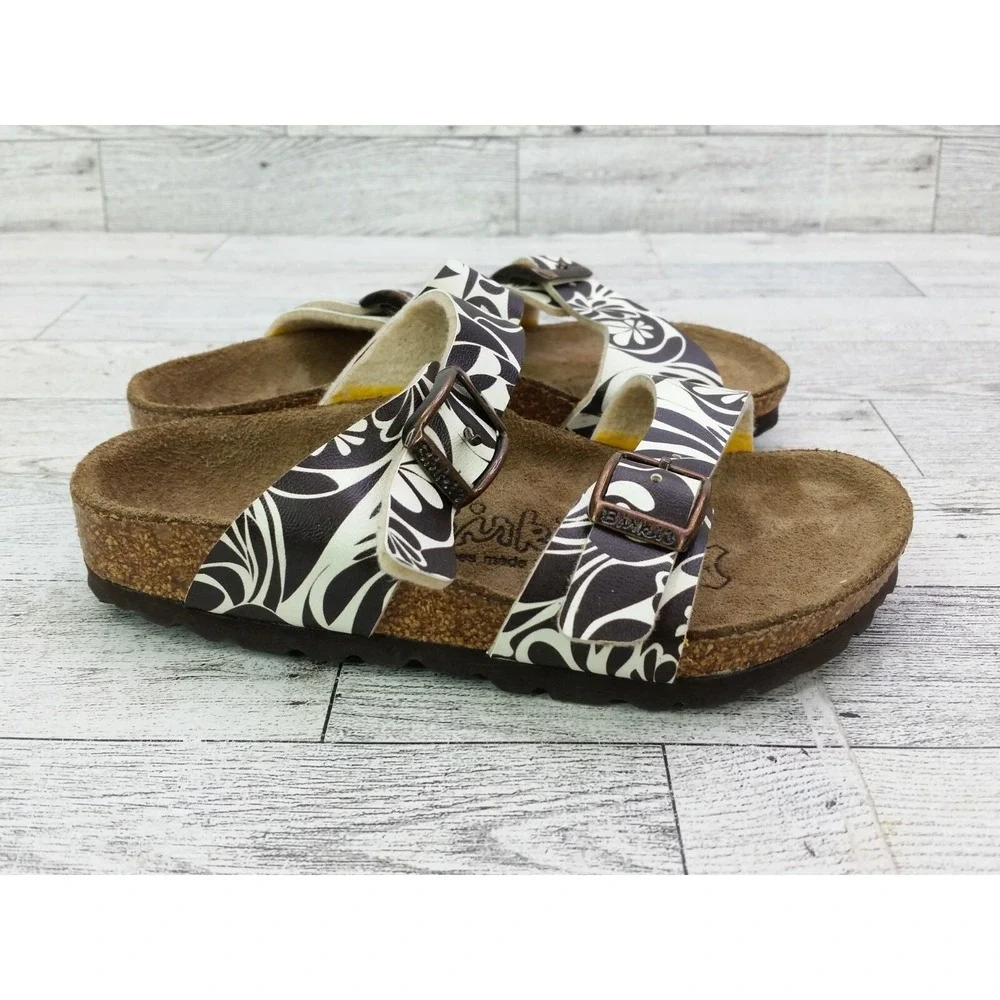 Birkenstock Girls‎ Salina Sandals Brown White Birkis Shoes Size EU 26 US 8 Kids